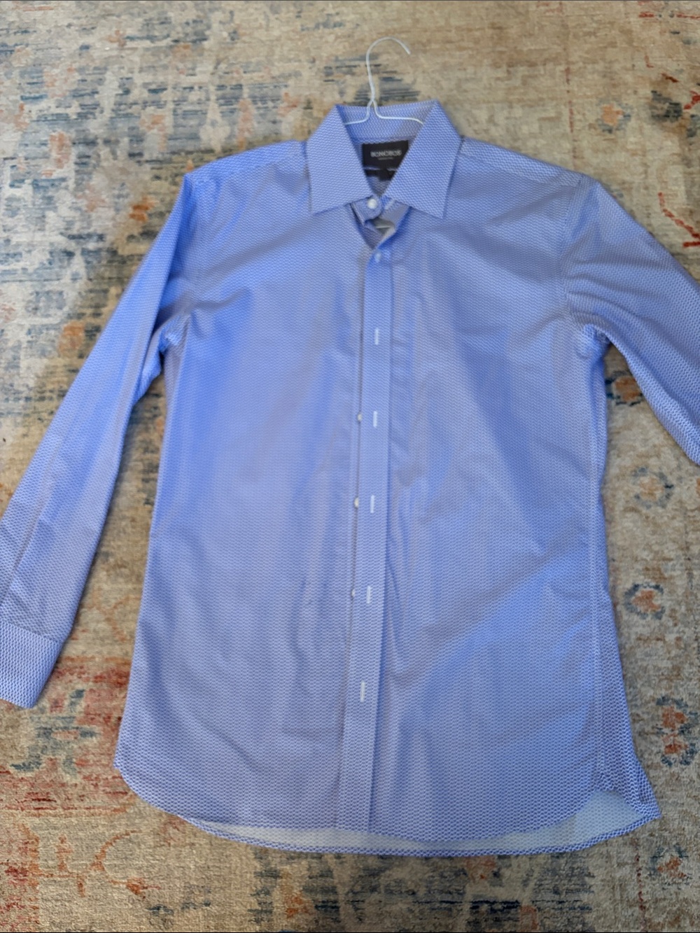 Bonobos Light Blue Micro-Pattern Dress Shirt wrinkle free